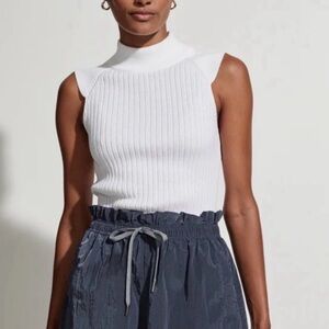 Varley White Ribbed Sleeveless Top